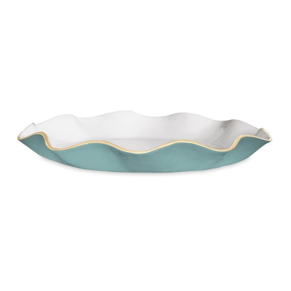 ENCANTO Carola  Large Round Platter (Turquoise and White)