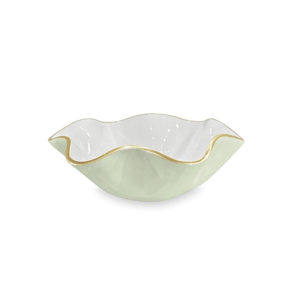 ENCANTO Carola  Small Round Bowl (Pistachio and White)