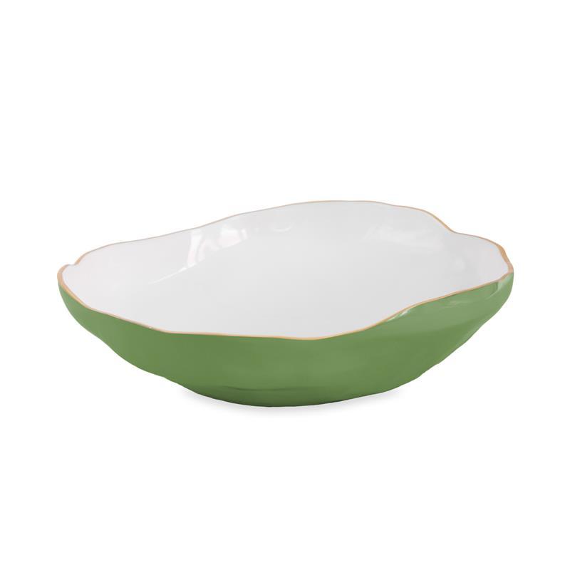 ENCANTO  Nuevo Large Bowl (Leaf Green & White)