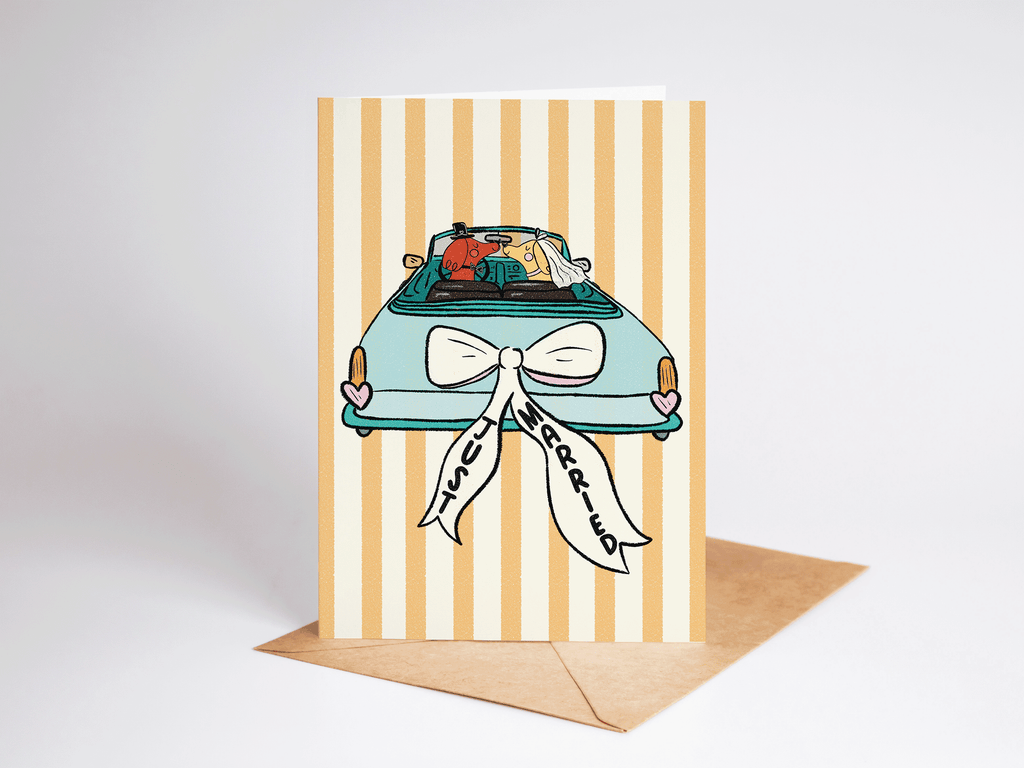 Just Married Dogs in Love Wedding Greeting Card