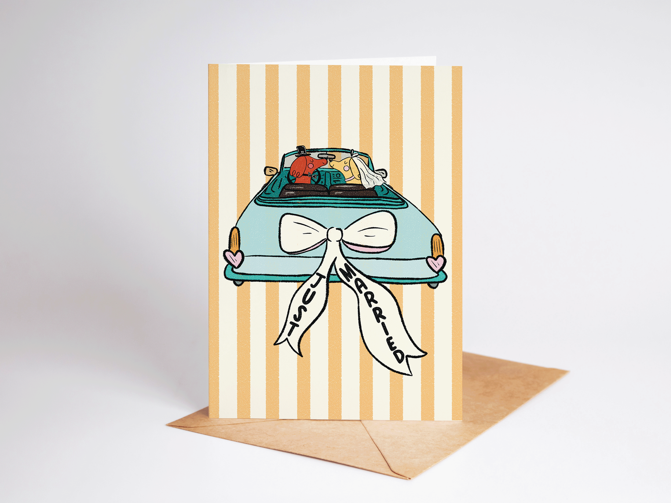 Just Married Dogs in Love Wedding Greeting Card