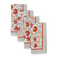 Scarlet & Slate Floral Block Print Cotton Napkins