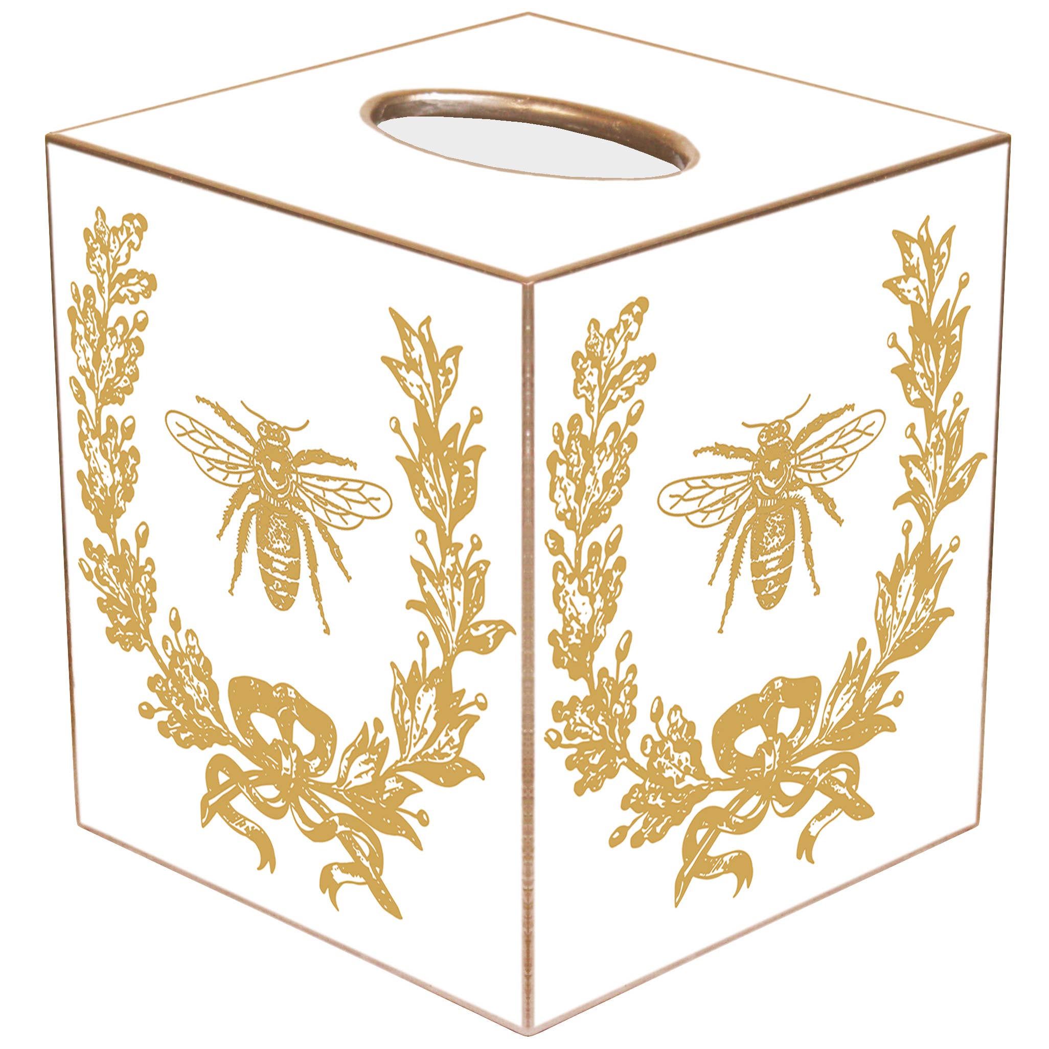 TB6846-Gold Bee on White  Tissue Box