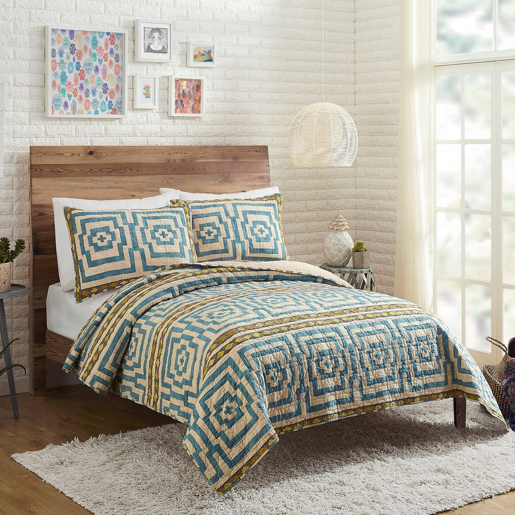 Hypnotic 3-Piece Quilt Set (Blue) - Jungalow