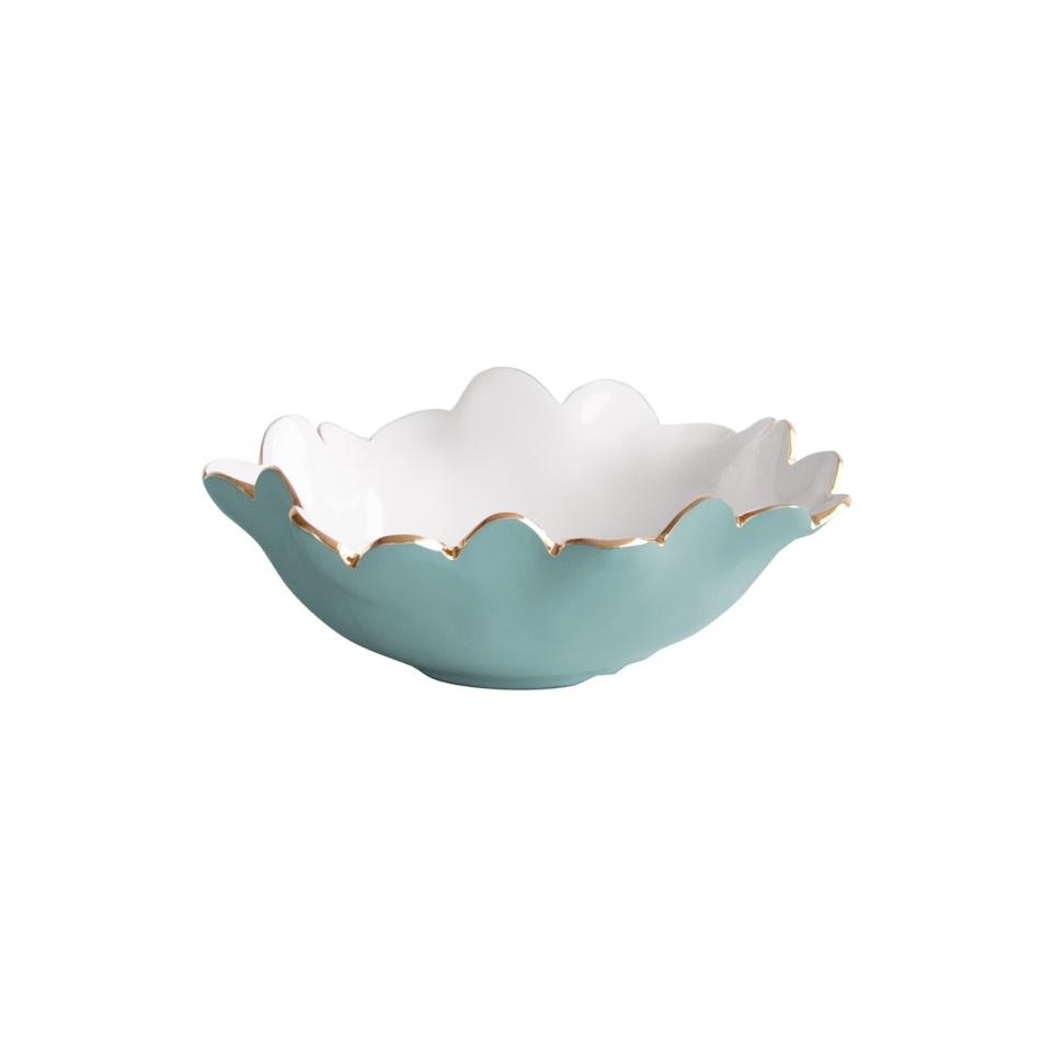 Colette Mini Round Bowl  (Turquoise and White)