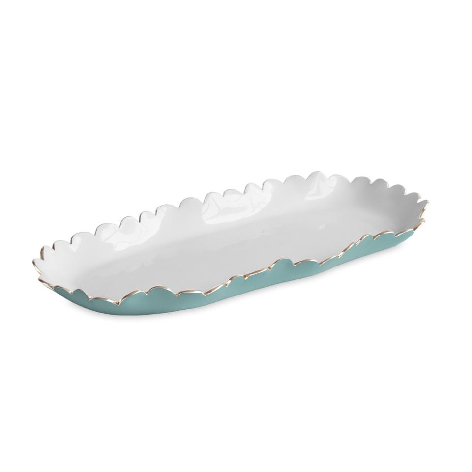 Colette Oblong Tray (Turquoise and White)