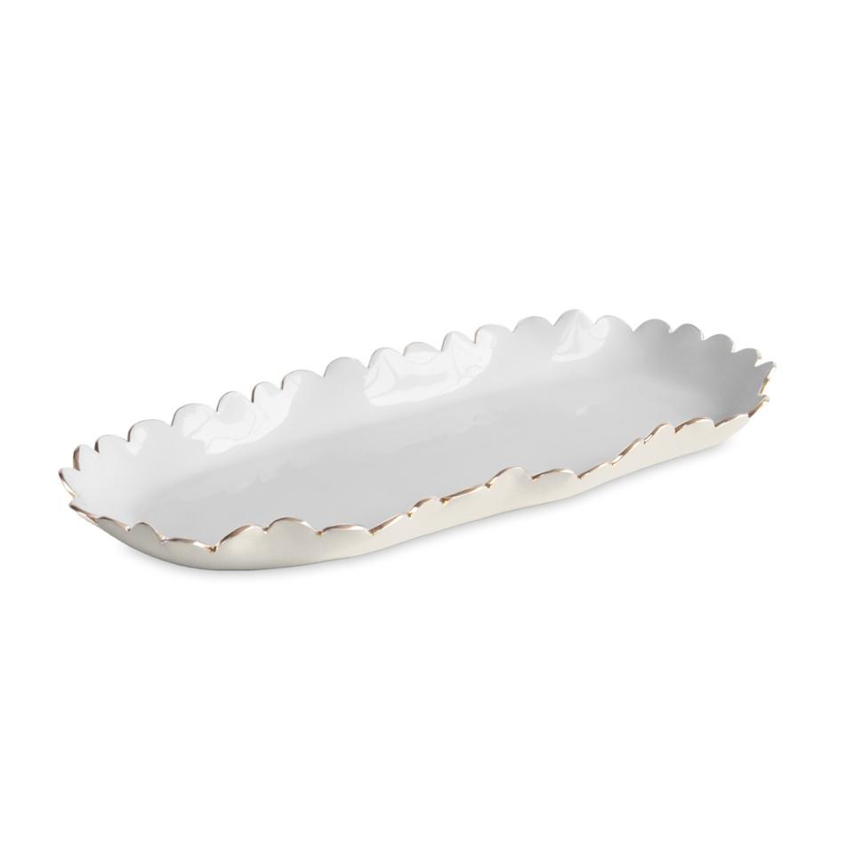 Colette Oblong Tray (Cream and White)