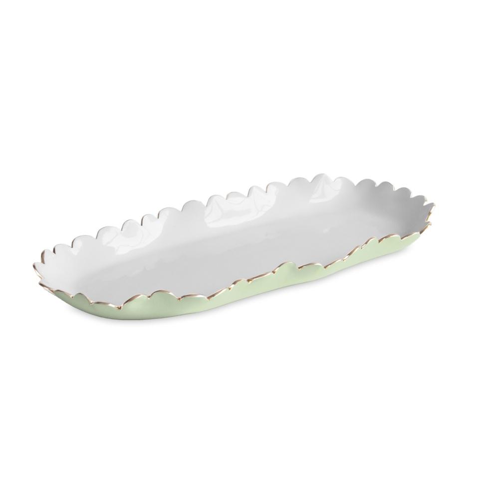 Colette Oblong Tray (Pistachio and White)