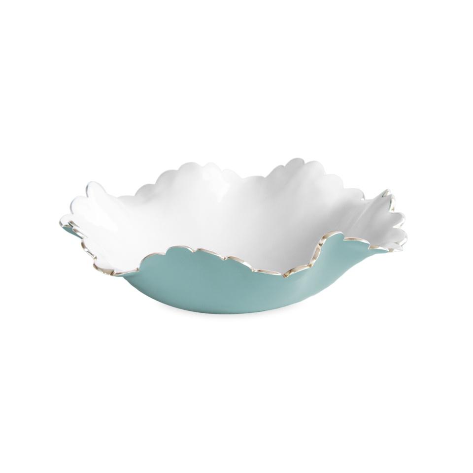 Colette Medium Bowl (Turquoise and White)