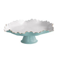 Colette Pedestal Cake Plate (Turquoise and White)