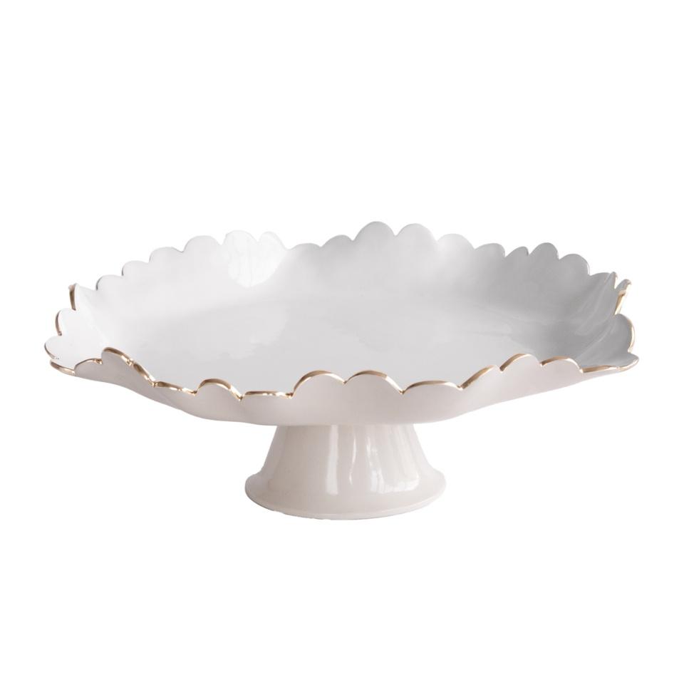 Colette Pedestal Cake Plate (Cream and White)