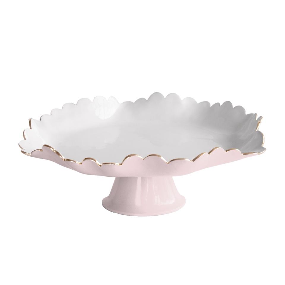 Colette Pedestal Cake Plate (Camellia and White)