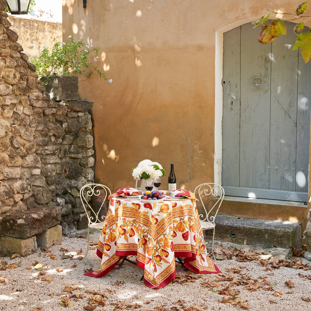 French Tablecloth Orchard Pear Burgundy