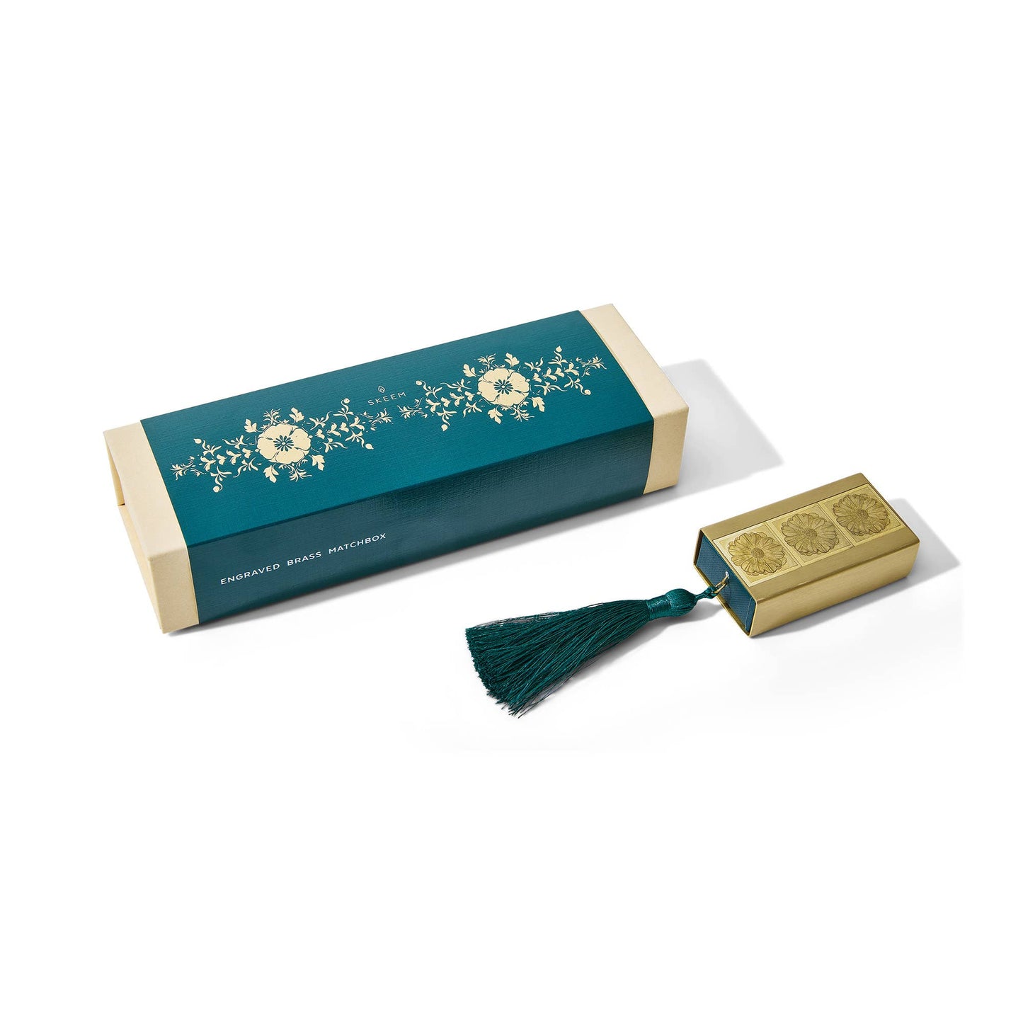 Gilded Brass Matchbox with Evergreen Tassel