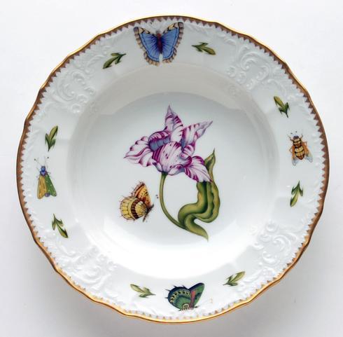 Pink &amp; White Tulip Rim Soup Plate
