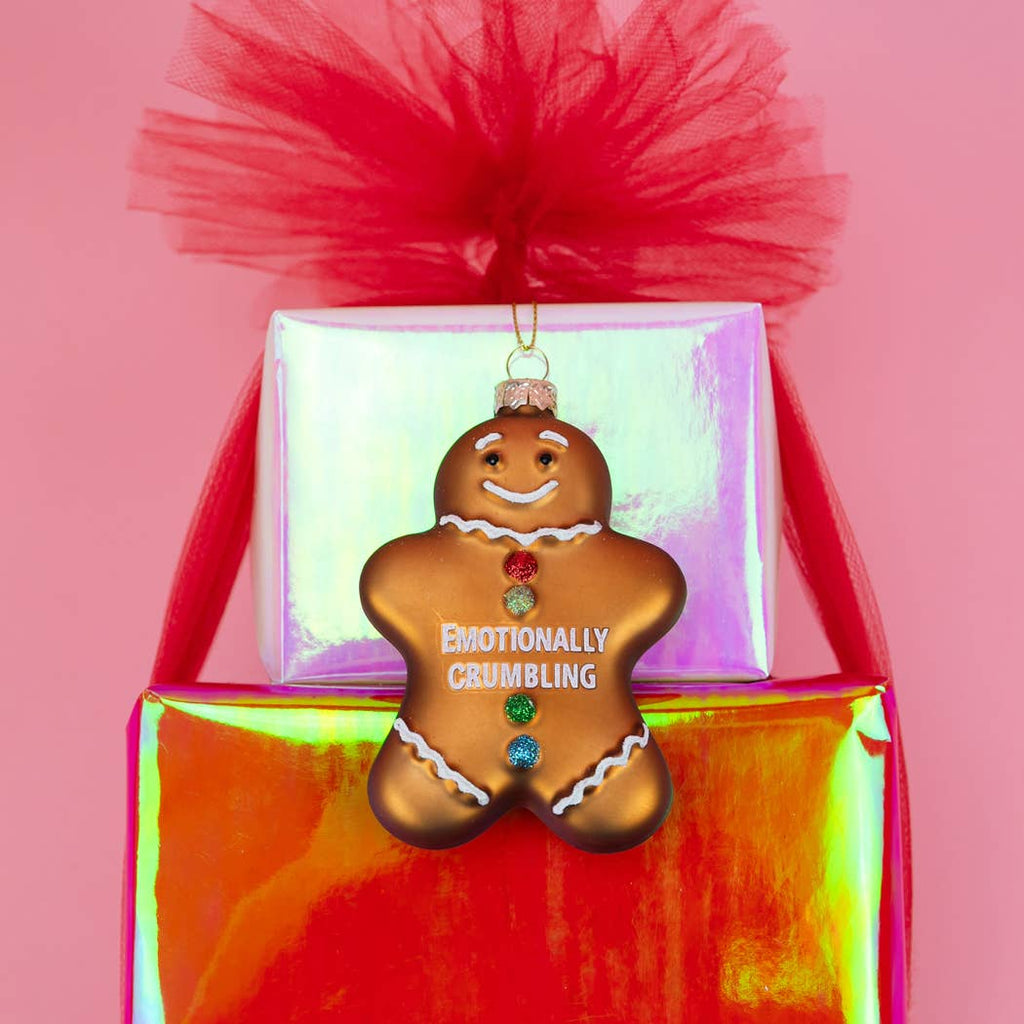 Emotionally Crumbling - Funny Glass Ornament, Holiday Gift