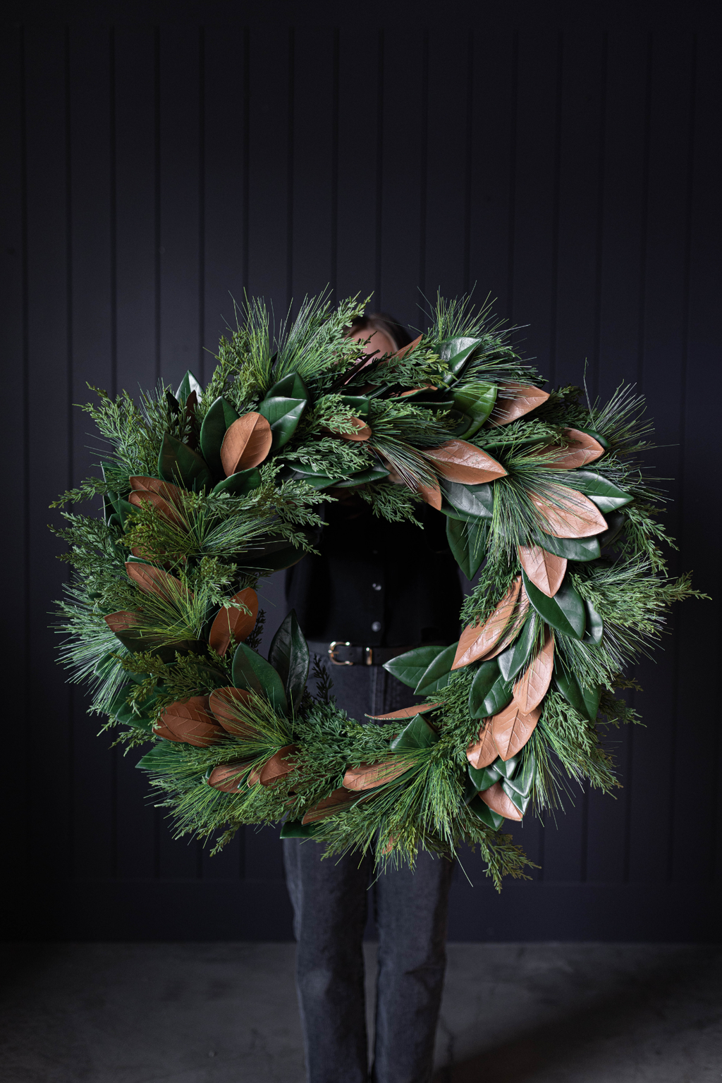 Magnolia Norfolk Cypress Mixed Real Touch Wreath - 34"
