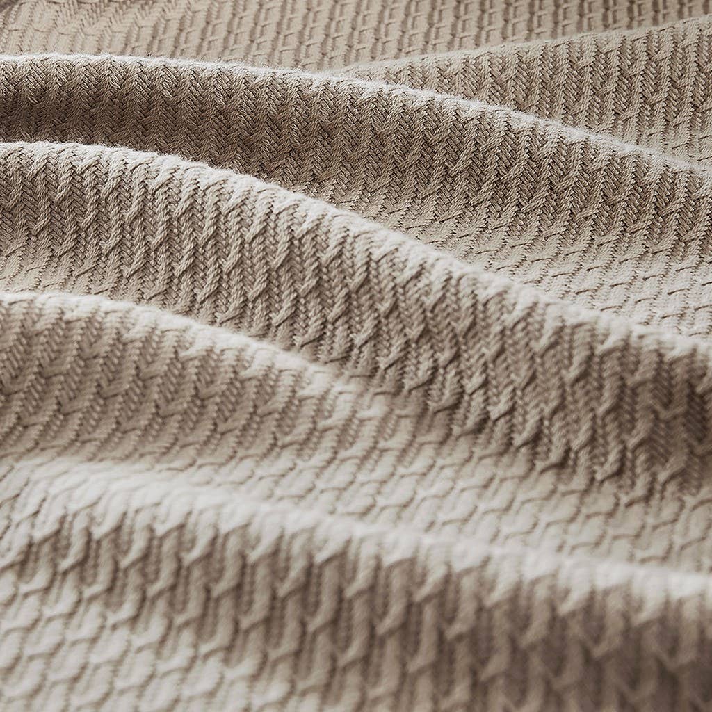 All-Season Egyptian Cotton Woven Bedding Blanket, Khaki