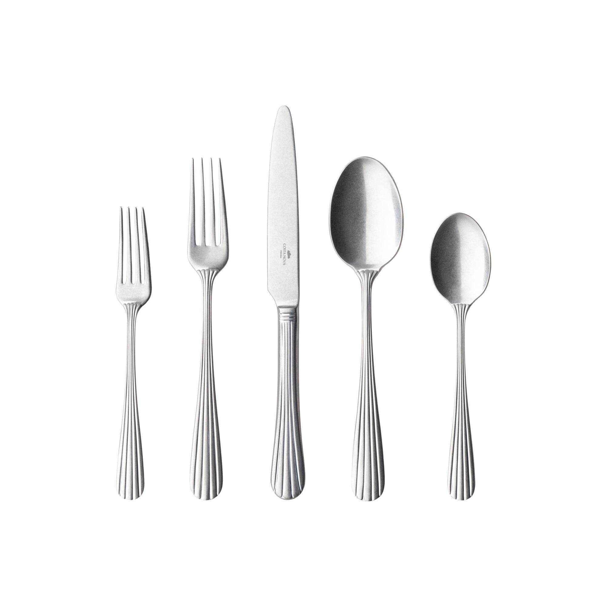 Flatware 5 pieces, Vintage brushed
