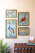 SET OF FOUR FRAMED BIRDS AND ANIMAL PRINTS
