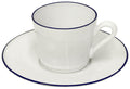 Tea Cup and Saucer 6 oz., White-blue