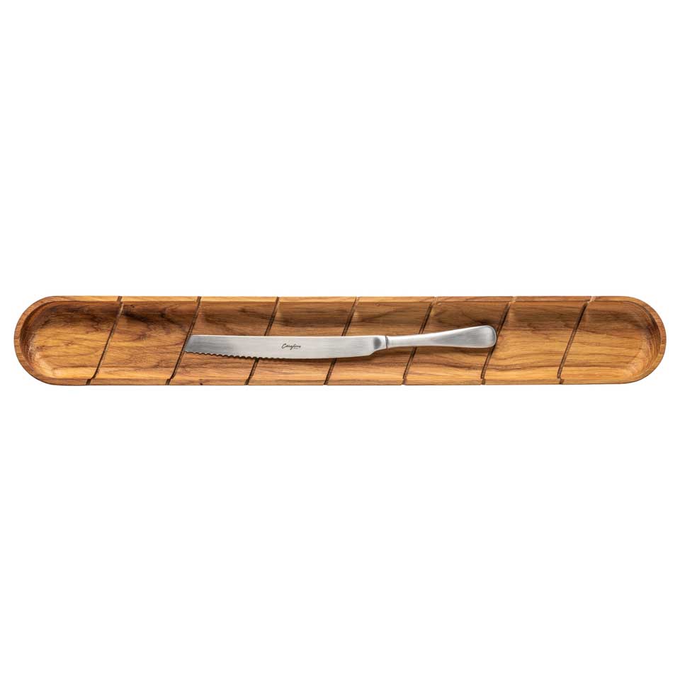 Gift Oak Baguette Board with Bread Knife
