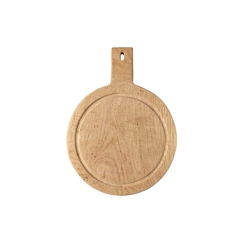 Oak Wood Round Cutting Serving Board with Handle