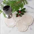 Round Ruffle Velvet Cocktail Napkin set Cream