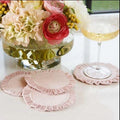 Round Ruffle Velvet Dusty Pink Cocktail Napkin Set