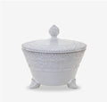 White Footed Bowl w/lid