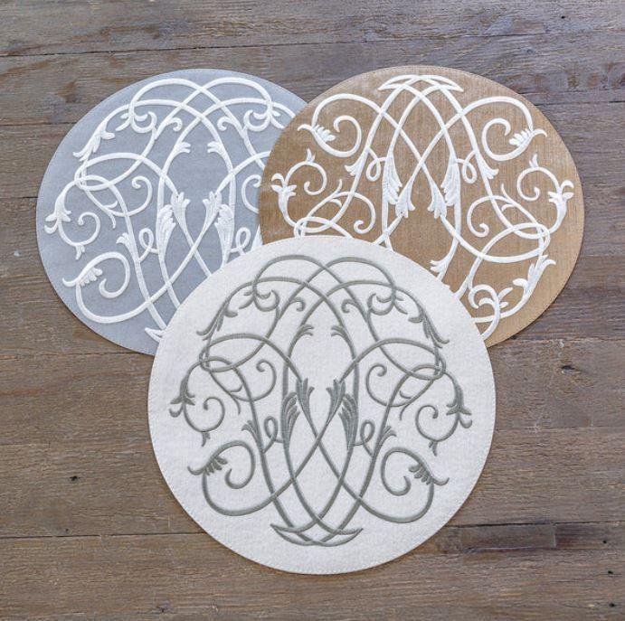 Palermo Baroque Placemat, Grey (white)