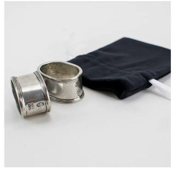 Smooth Oval Pewter Napkin ring, set of 2