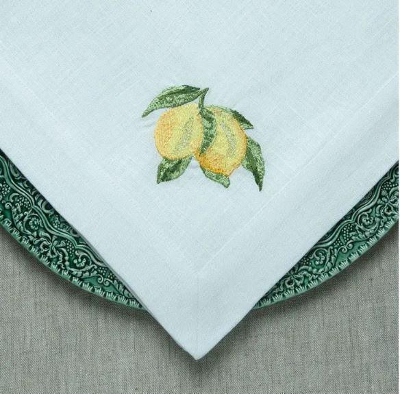 Large Napkin, Lemon Branch, White