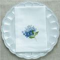 Napkin Tri-Fold, Hydrangea, White , Blue