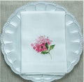 Napkin Tri-Fold, Hydrangea, White , Pink