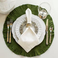 Round Ruffle Linen Placemat, Evergreen