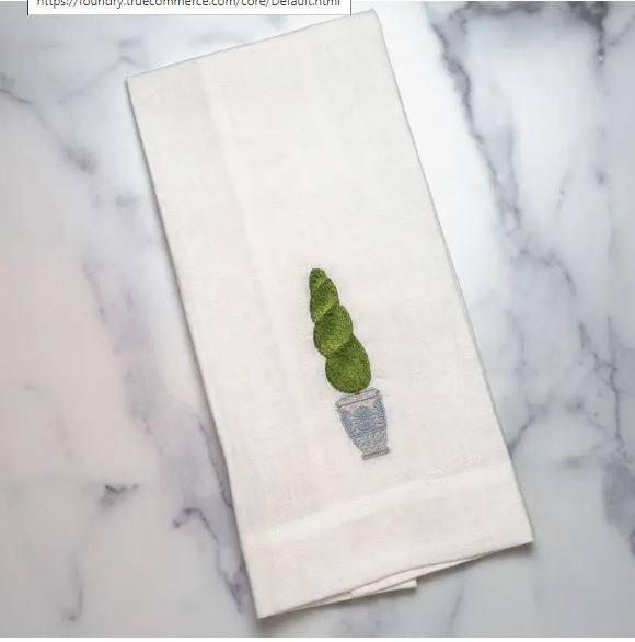 Spiral Topiary Linen Towel