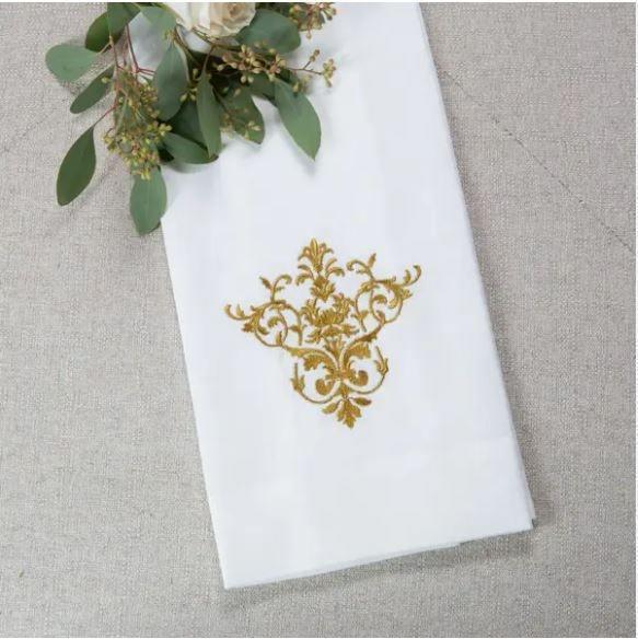Victorian Linen Towel, White (Gold)