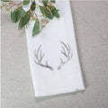 Antler Linen Towel, White (Taupe)