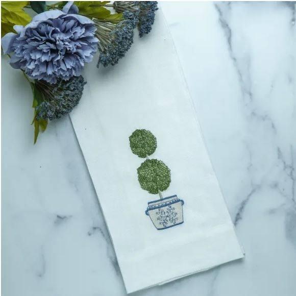 Double Boxwood Topiary Towel, White