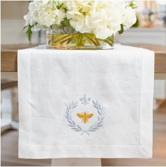 Italian Bee Linen Table Runner 90"