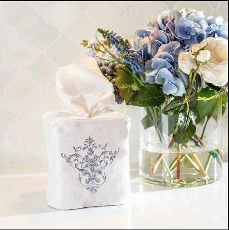 Victorian Tissue Box Cover,  White (Platinum)