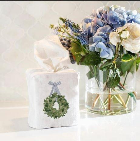 Boxwood Wreath Tissue Box