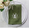 Stag with Holly Berries, Evergreen (White)