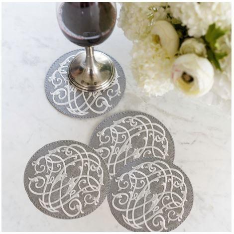 Palermo Baroque, Coaster set, Grey (White)
