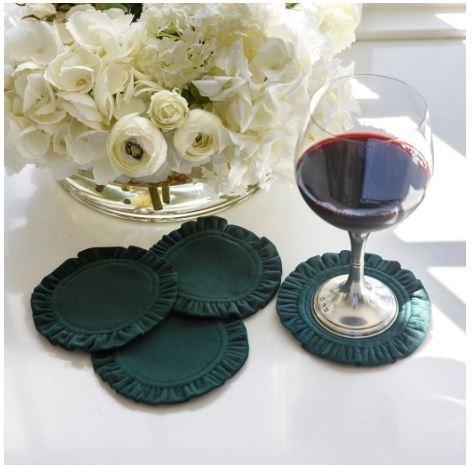 Round Ruffle, Velvet Forest Green