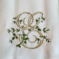 Towel, Floral Monogram E, White (Cream Multi)
