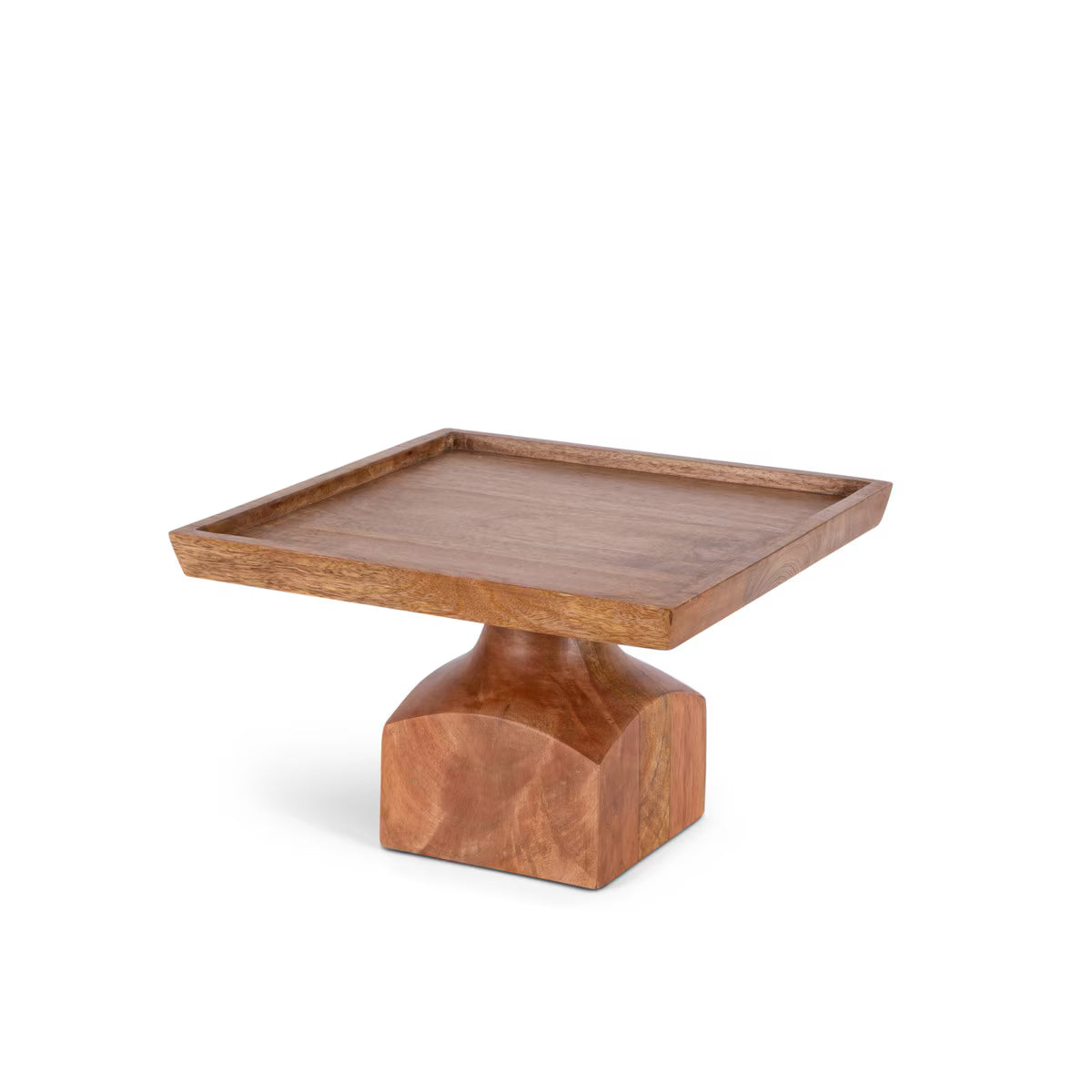 Mango Wood Square Serving Pedestal, 10"