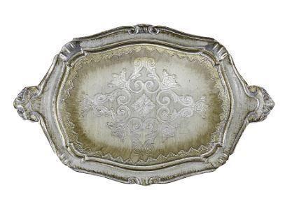 Florentino Wooden Tray, Antique Silver/Gold, Xsmall