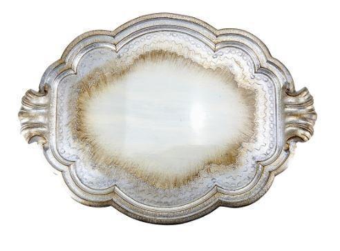 Florentino Wooden Tray, Antique Silver, XLarge